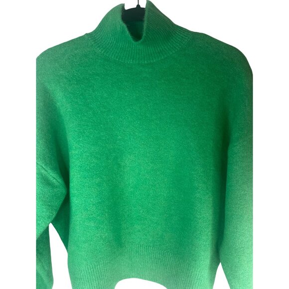 2/$30 ZARA Small Green Cashmere Blend Wool Blend Turtleneck Sweater - Picture 7 of 13